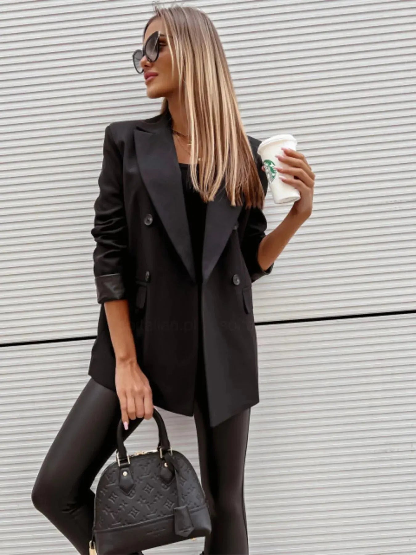 Lapel Collar Long Sleeve Blazer - Charmdeals