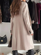 Lapel Collar Long Sleeve Coat - Charmdeals