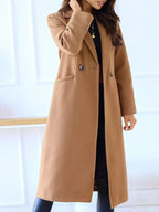 Lapel Collar Wool Blend Overcoat - Charmdeals