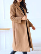 Lapel Collar Wool Blend Overcoat - Charmdeals