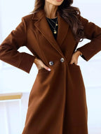 Lapel Collar Wool Blend Overcoat - Charmdeals