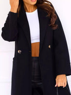 Lapel Collar Wool Blend Overcoat - Charmdeals