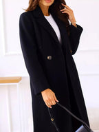 Lapel Collar Wool Blend Overcoat - Charmdeals