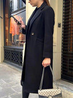 Lapel Collar Wool Blend Overcoat - Charmdeals