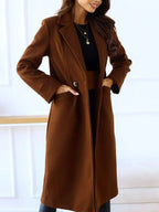Lapel Collar Wool Blend Overcoat - Charmdeals
