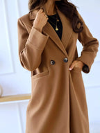 Lapel Collar Wool Blend Overcoat - Charmdeals