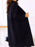 Lapel Collar Wool Blend Overcoat - Charmdeals