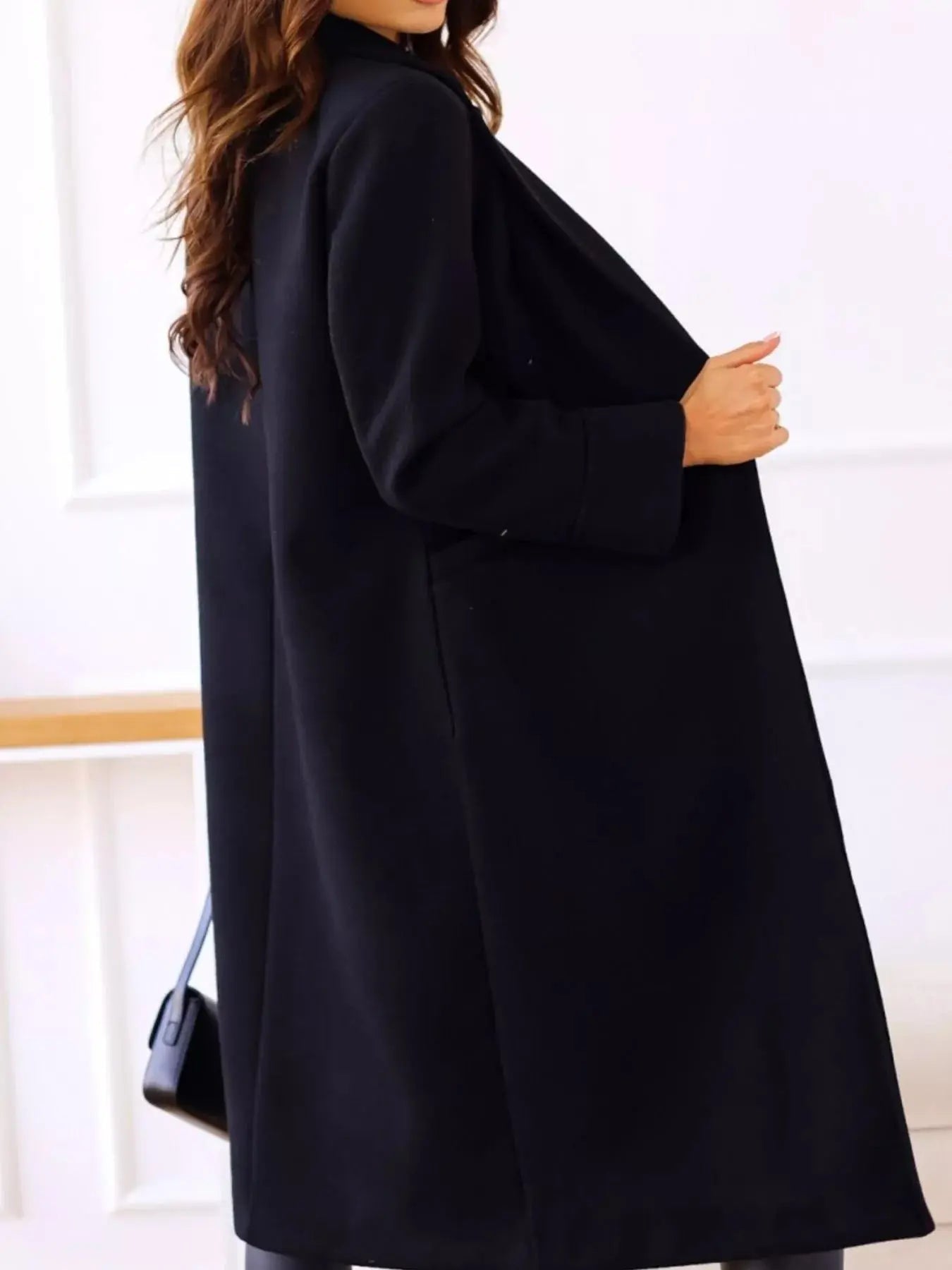 Lapel Collar Wool Blend Overcoat - Charmdeals