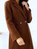 Lapel Collar Wool Blend Overcoat - Charmdeals