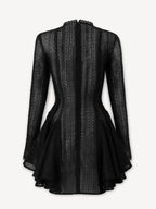 Layered Round Neck Long Sleeve Dress - Charmdeals