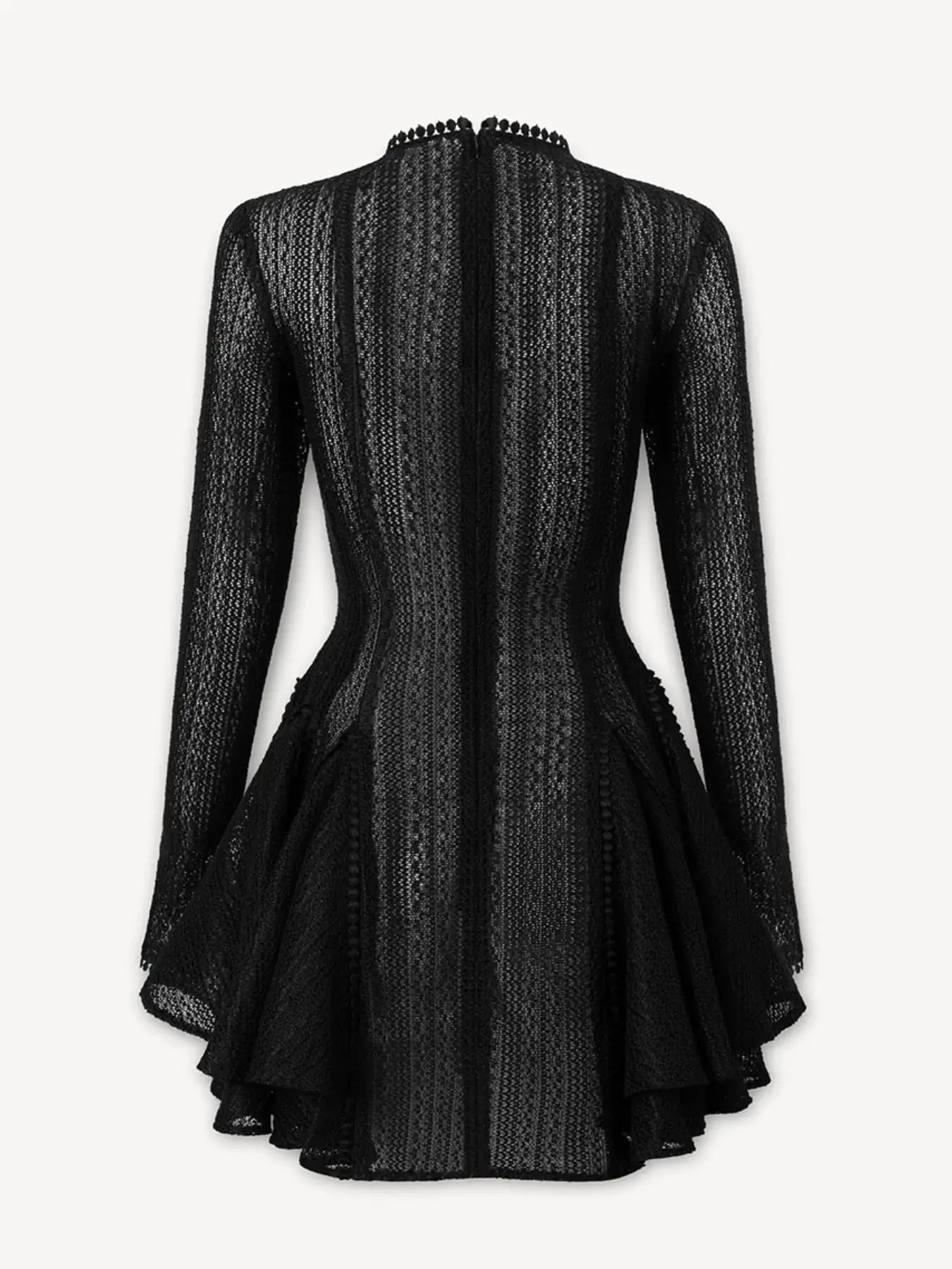 Layered Round Neck Long Sleeve Dress - Charmdeals