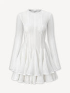 Layered Round Neck Long Sleeve Dress - Charmdeals