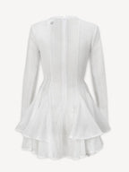 Layered Round Neck Long Sleeve Dress - Charmdeals