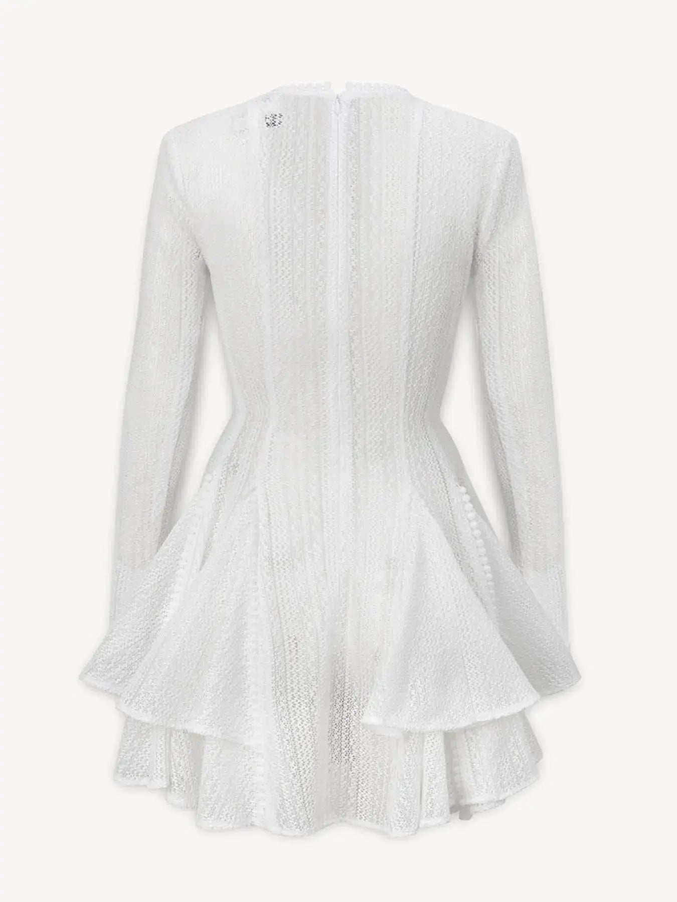 Layered Round Neck Long Sleeve Dress - Charmdeals