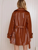 Leather Double - Breasted Jacket - Charmdeals