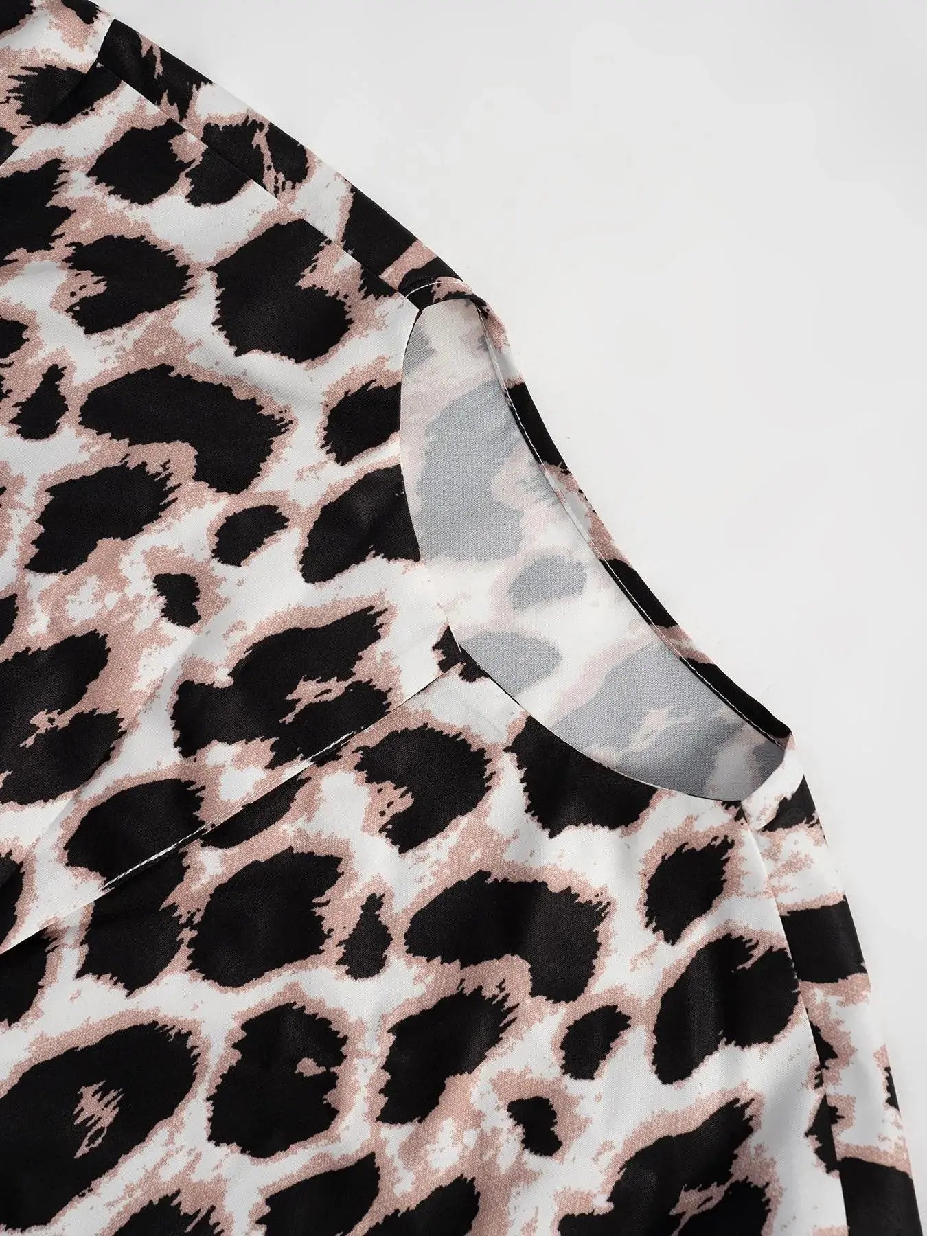 Leopard Print 3/4 Sleeve Blouse - Charmdeals