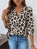 Leopard Print 3/4 Sleeve Blouse - Charmdeals