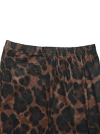 Leopard Round Neck Top and Skirt Set - Charmdeals