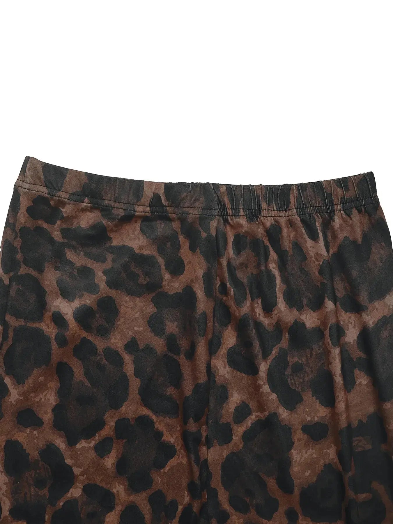 Leopard Round Neck Top and Skirt Set - Charmdeals