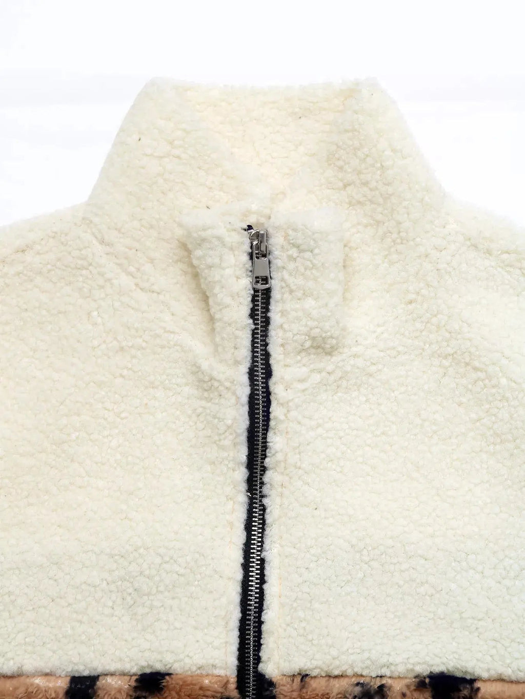 Leopard Zip Up Fleece Jacket - Charmdeals