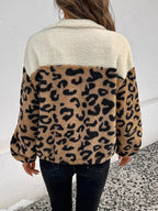 Leopard Zip Up Fleece Jacket - Charmdeals