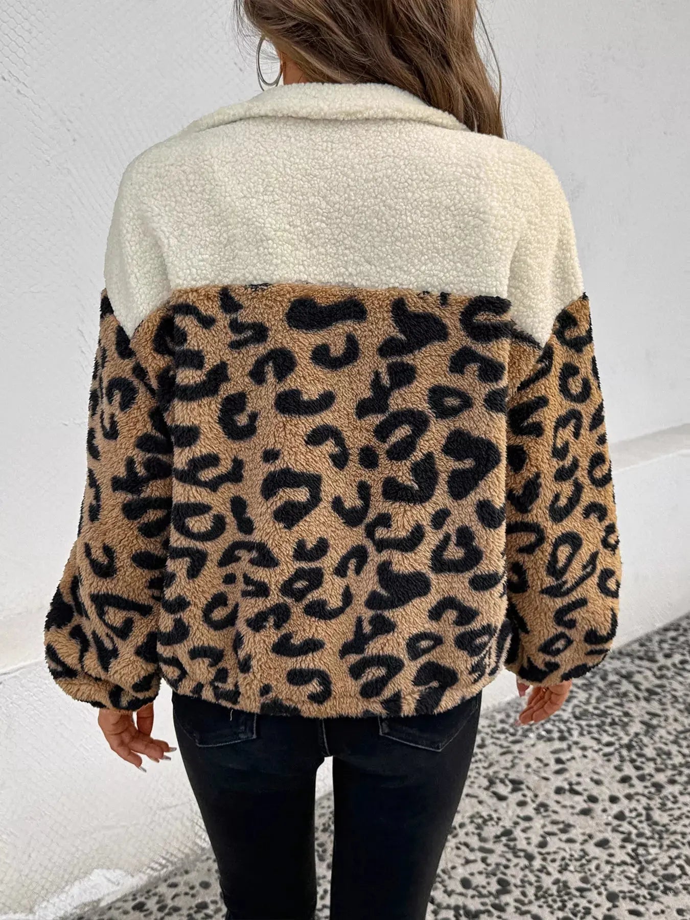 Leopard Zip Up Fleece Jacket - Charmdeals