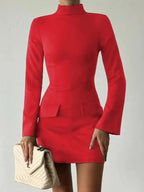 Long Sleeve Bodycon Mini Dress with Pockets - Charmdeals