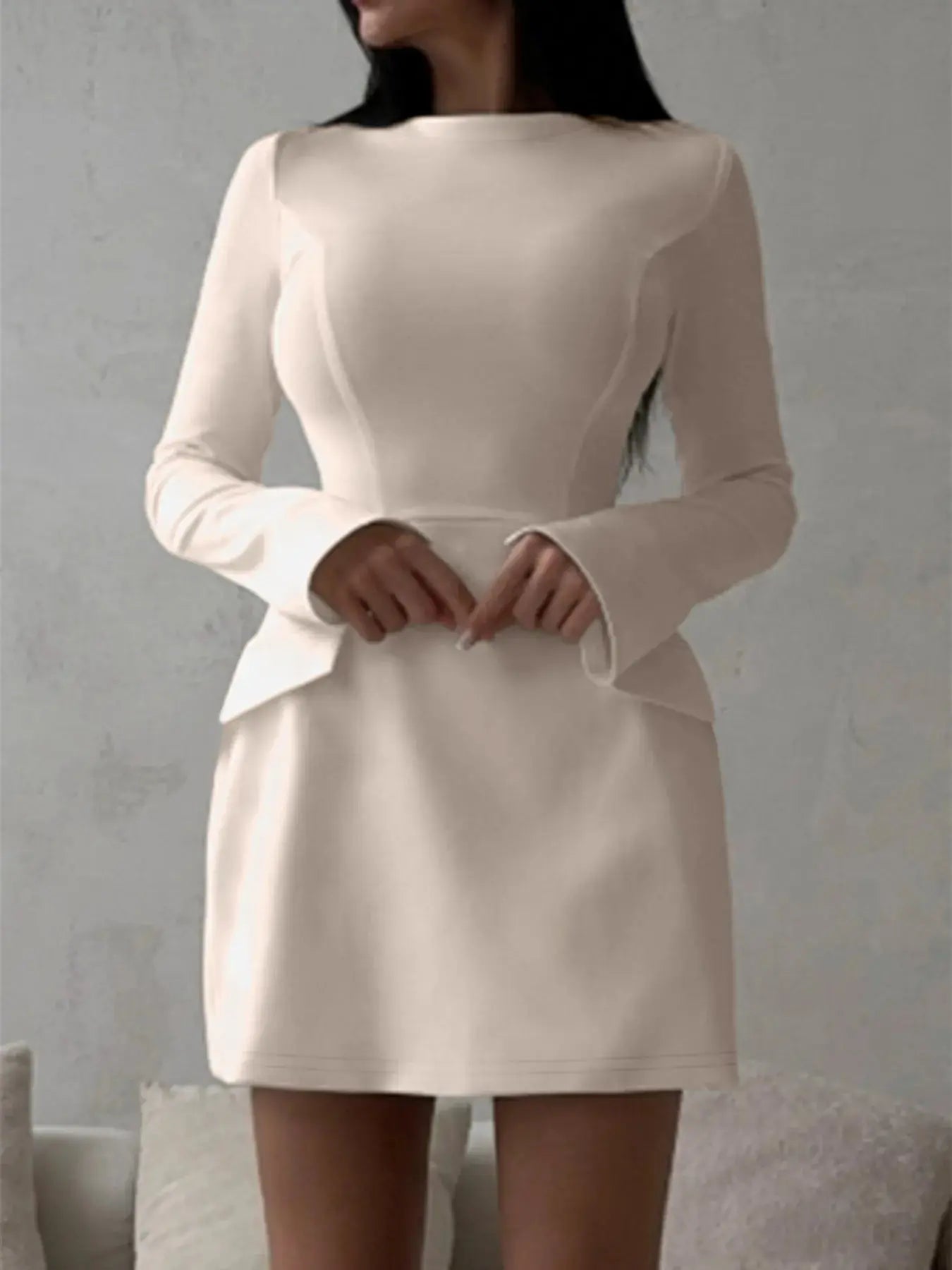 Long Sleeve Bodycon Mini Dress with Pockets - Charmdeals