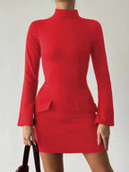 Long Sleeve Bodycon Mini Dress with Pockets - Charmdeals