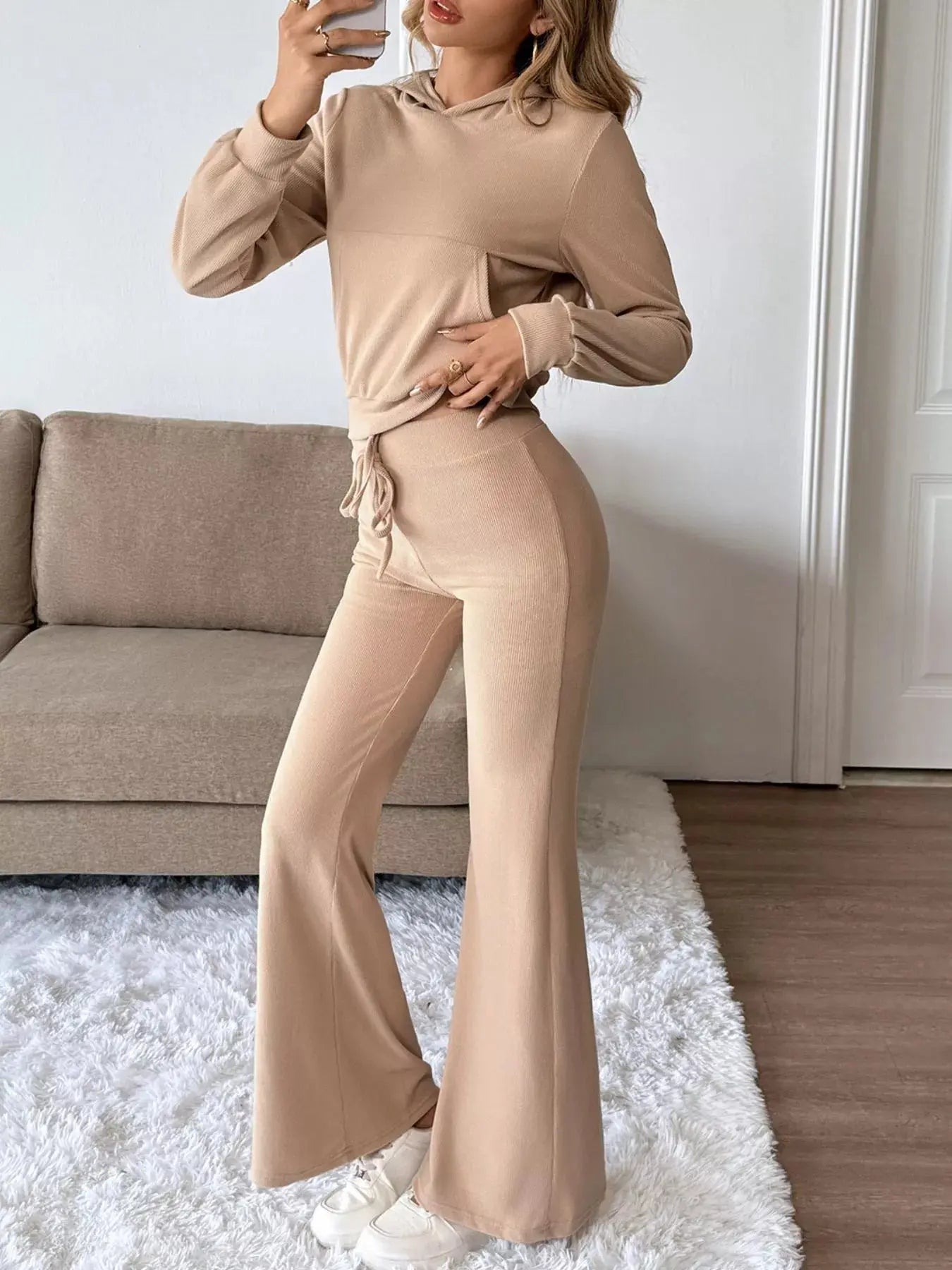Long Sleeve Hoodie and Pants Set - Charmdeals