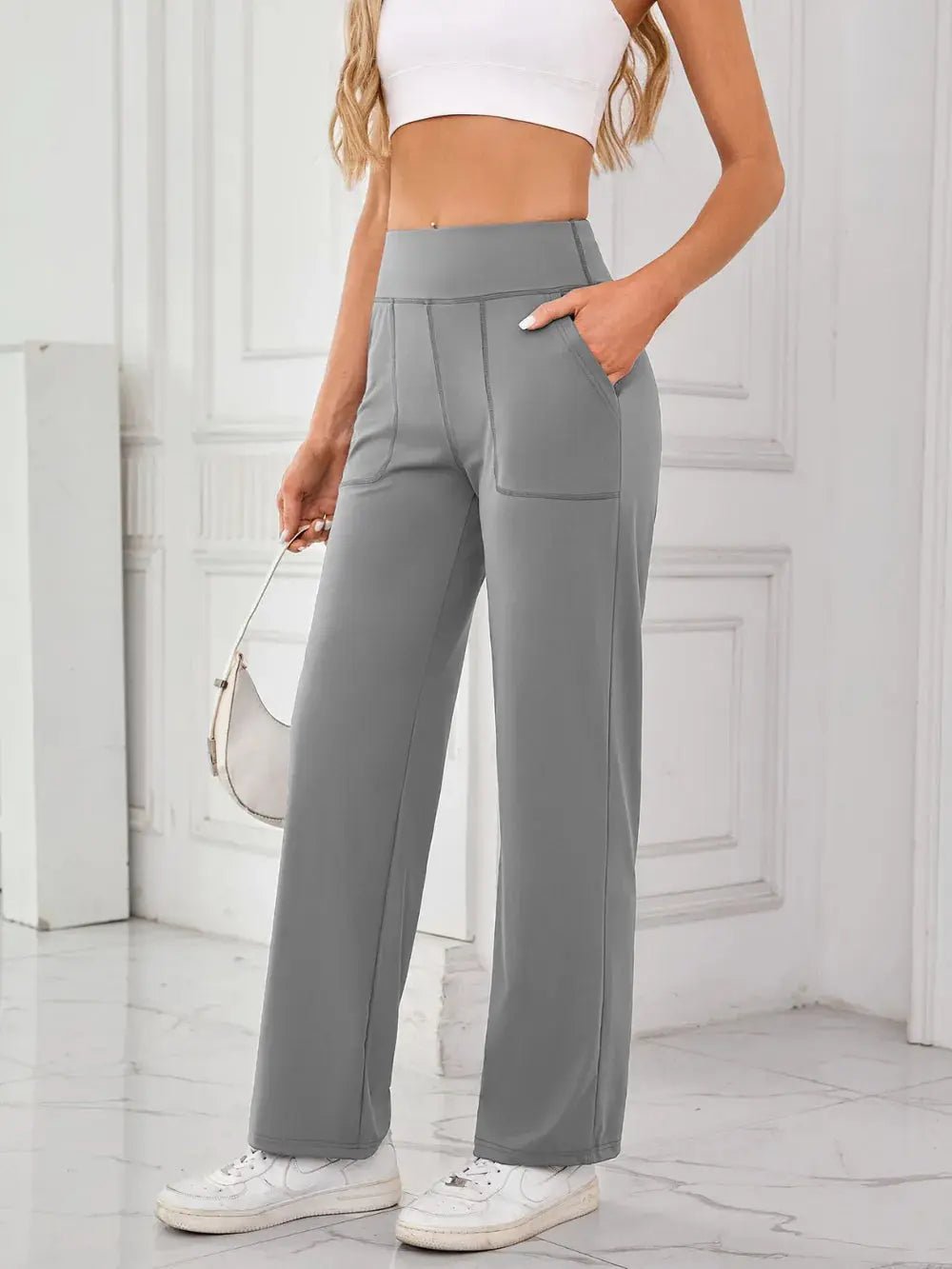 Lovelet High Waist Active Pants with Pockets - Charmdeals