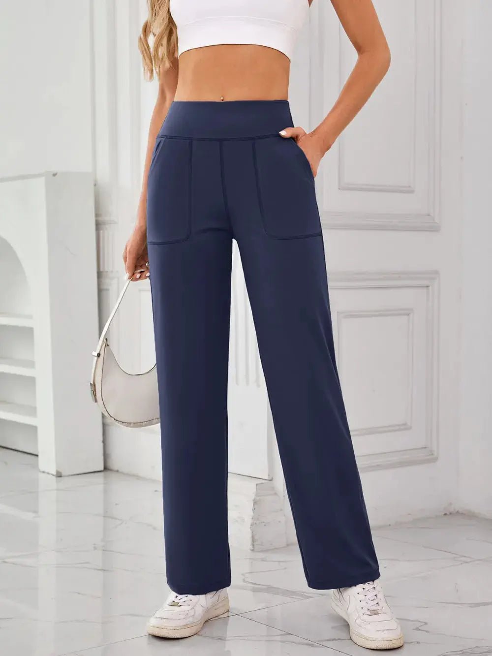 Lovelet High Waist Active Pants with Pockets - Charmdeals
