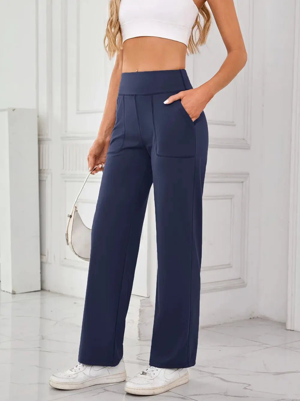 Lovelet High Waist Active Pants with Pockets - Charmdeals