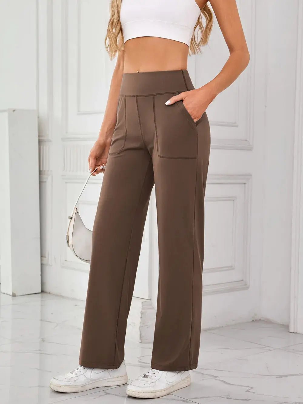 Lovelet High Waist Active Pants with Pockets - Charmdeals