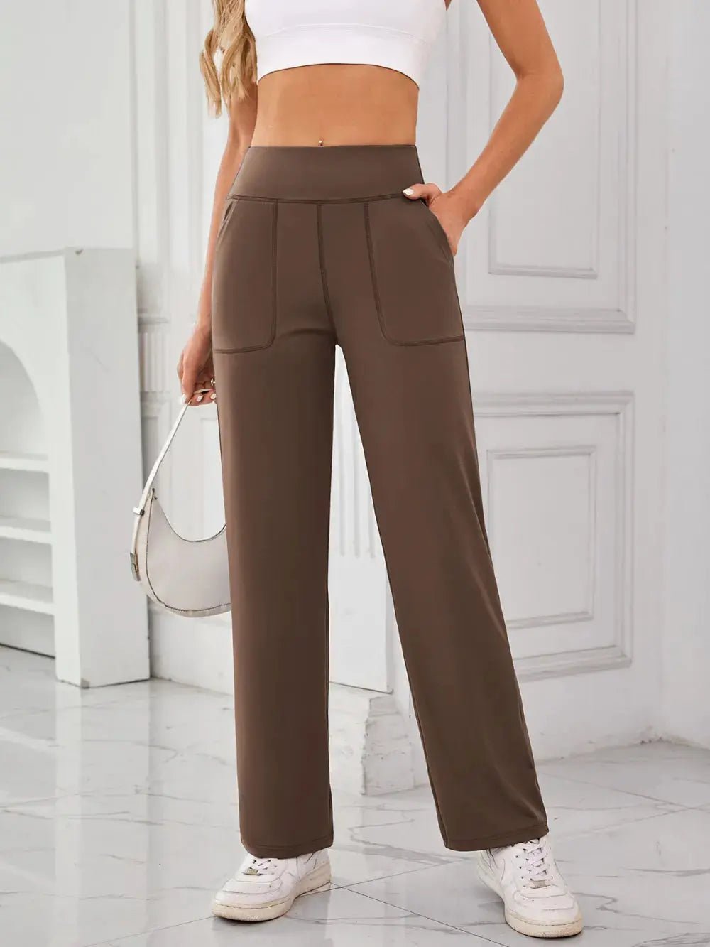 Lovelet High Waist Active Pants with Pockets - Charmdeals
