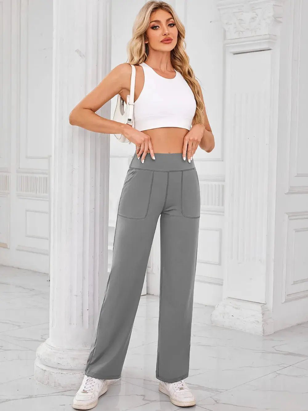 Lovelet High Waist Active Pants with Pockets - Charmdeals