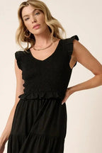 Mittoshop Smocked Ruffled Tiered Midi Dress - Charmdeals
