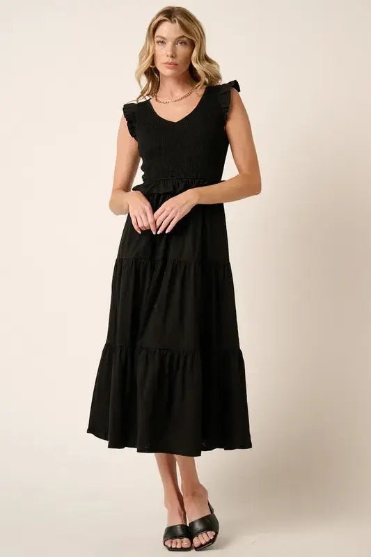 Mittoshop Smocked Ruffled Tiered Midi Dress - Charmdeals