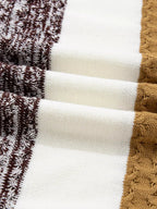 Mixed Texture Knit Striped Color Block Loose Sweater - Charmdeals