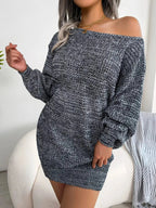 Multi - Color One - Shoulder Sweater Dress - Charmdeals