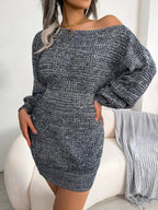 Multi - Color One - Shoulder Sweater Dress - Charmdeals