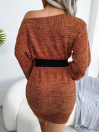 Multi - Color One - Shoulder Sweater Dress - Charmdeals