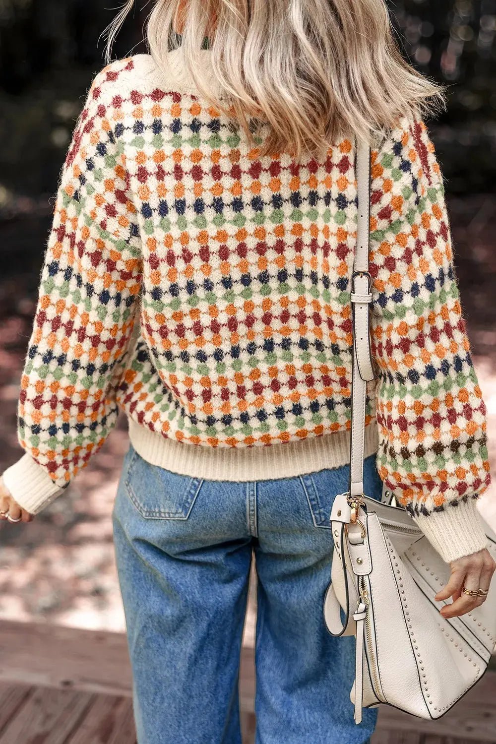 Multicolour Dotty Pattern Knit Button Front Cardigan - Charmdeals