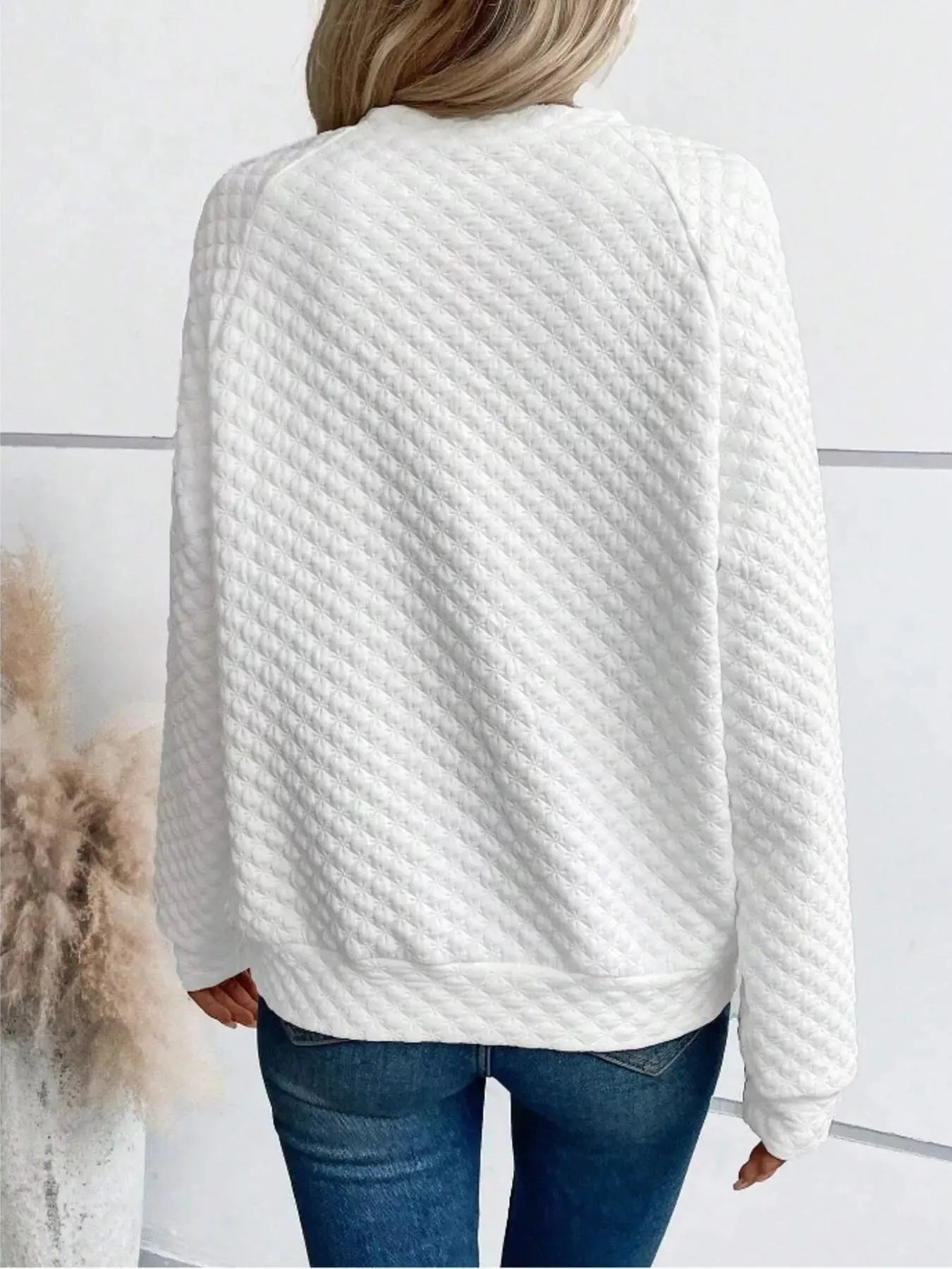 Notched Raglan Sleeve Sweatshirt - Charmdeals