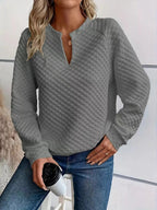 Notched Raglan Sleeve Sweatshirt - Charmdeals