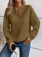 Notched Raglan Sleeve Sweatshirt - Charmdeals
