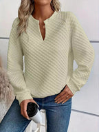 Notched Raglan Sleeve Sweatshirt - Charmdeals