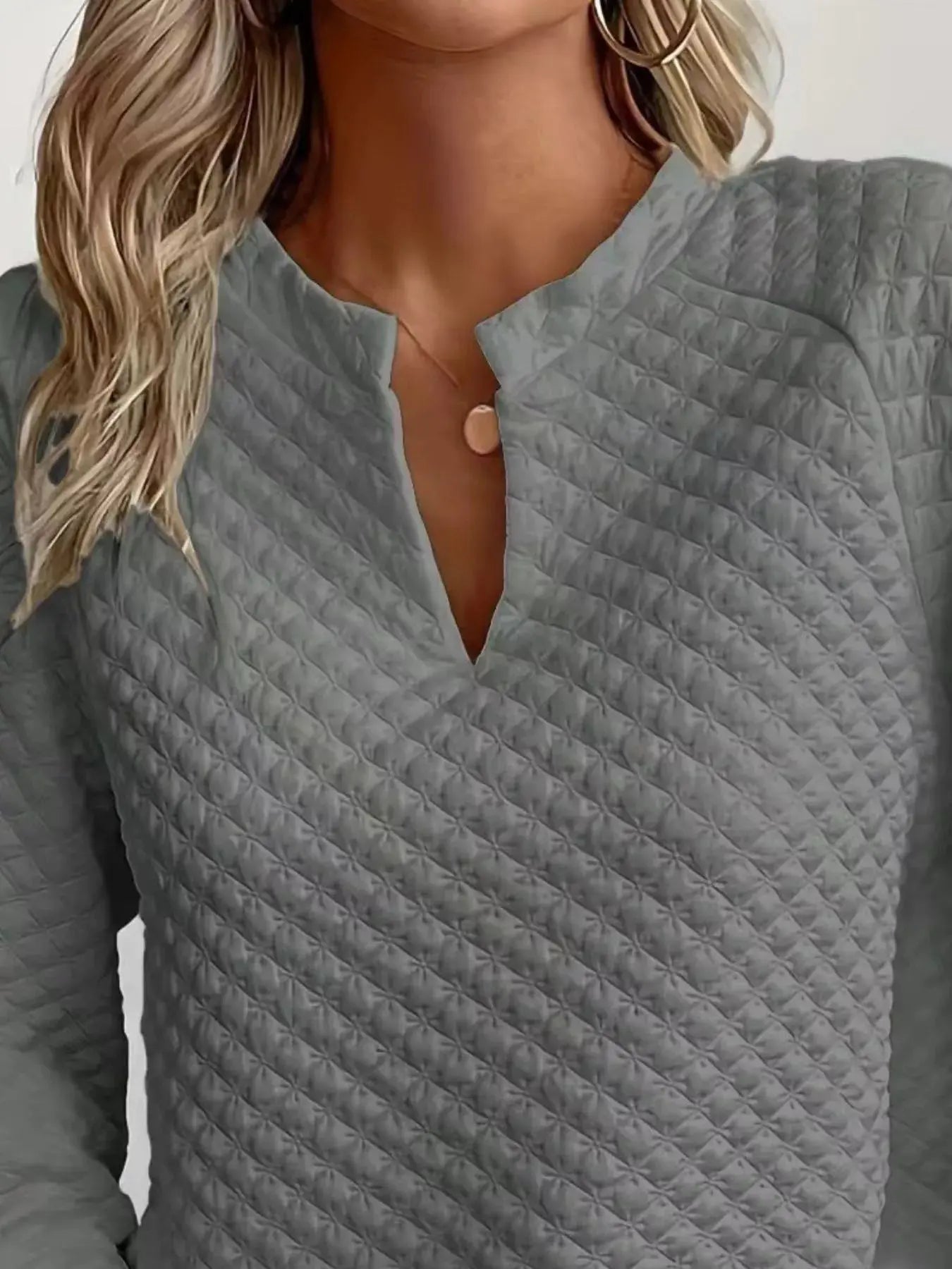 Notched Raglan Sleeve Sweatshirt - Charmdeals