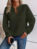 Notched Raglan Sleeve Sweatshirt - Charmdeals