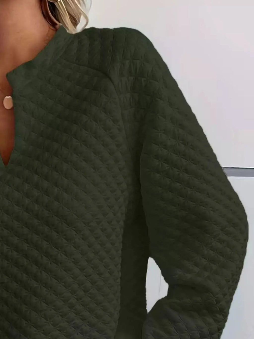 Notched Raglan Sleeve Sweatshirt - Charmdeals